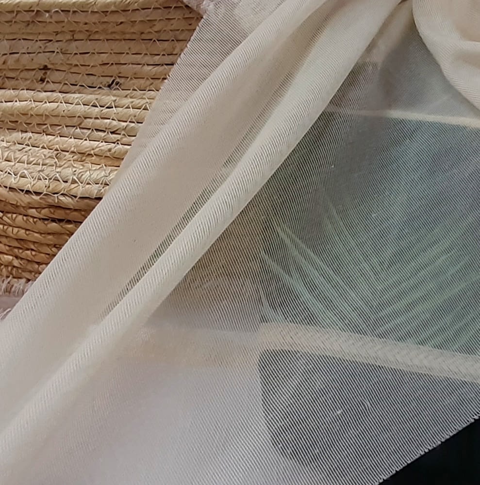 Visillo bicolor de gasa de lino beha natural/blanco Am.Pm