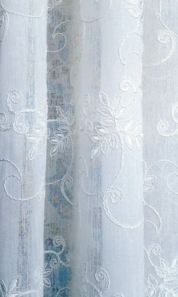 GENERICO Visillos blancos con diseño bordado Hojas Grises 230x140cm