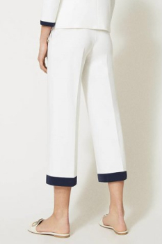 TWINSET pantalón blanco ancho con vivos azul marino - 3