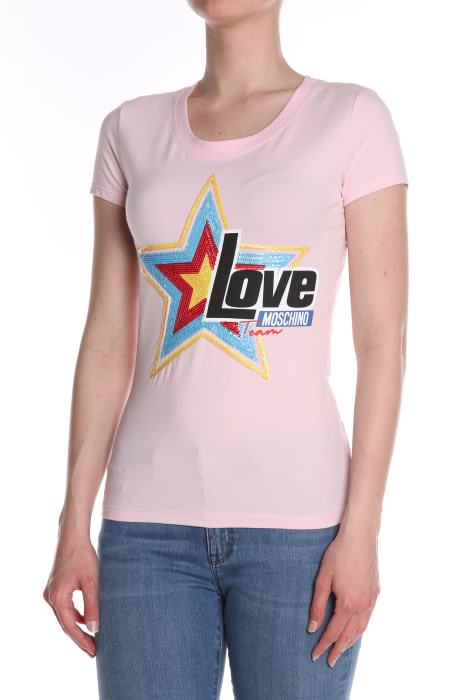 LOVE MOSCHINO  camiseta manga corta rosa estampado estrella
