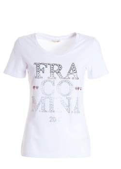 FRACOMINA camiseta cruda con logo en strass - 3
