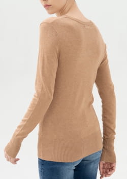 FRACOMINA jersey escote pico color camel - 2