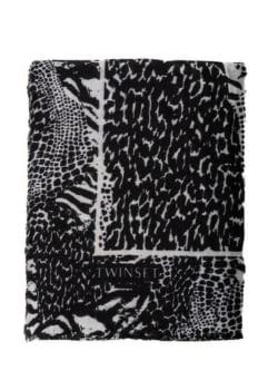 TWINSET foulard quadrado estampado crudo y negro