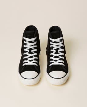 TWINSET sneakers botín color negro con flecos - 2