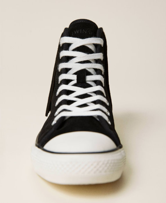TWINSET sneakers botín color negro con flecos - 4