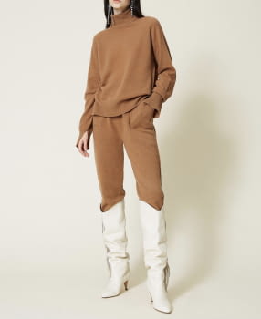 TWINSET pantalón en lana color camel - 1