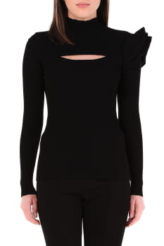LIU·JO jersey color negro con apertura en escote - 1