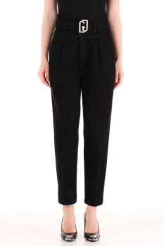 LIU·JO pantalón  color negro con pinzas y cintura alta