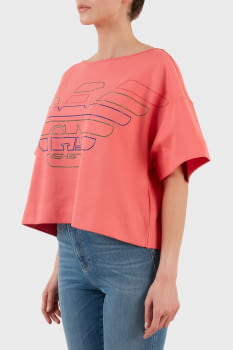 EMPORIO ARMANI camiseta over con logo color coral - 2