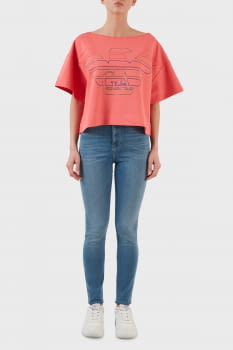 EMPORIO ARMANI camiseta over con logo color coral - 3
