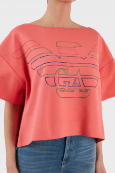 EMPORIO ARMANI camiseta over con logo color coral - 4