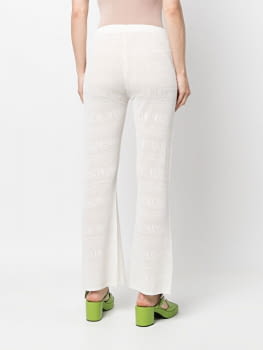 BLUGIRL pantalón color crema con logotipo  troquelado - 3