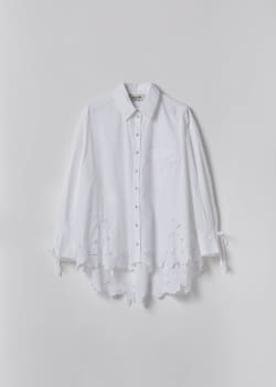 BLUGIRL camisa blanca con flores endamascada - 5
