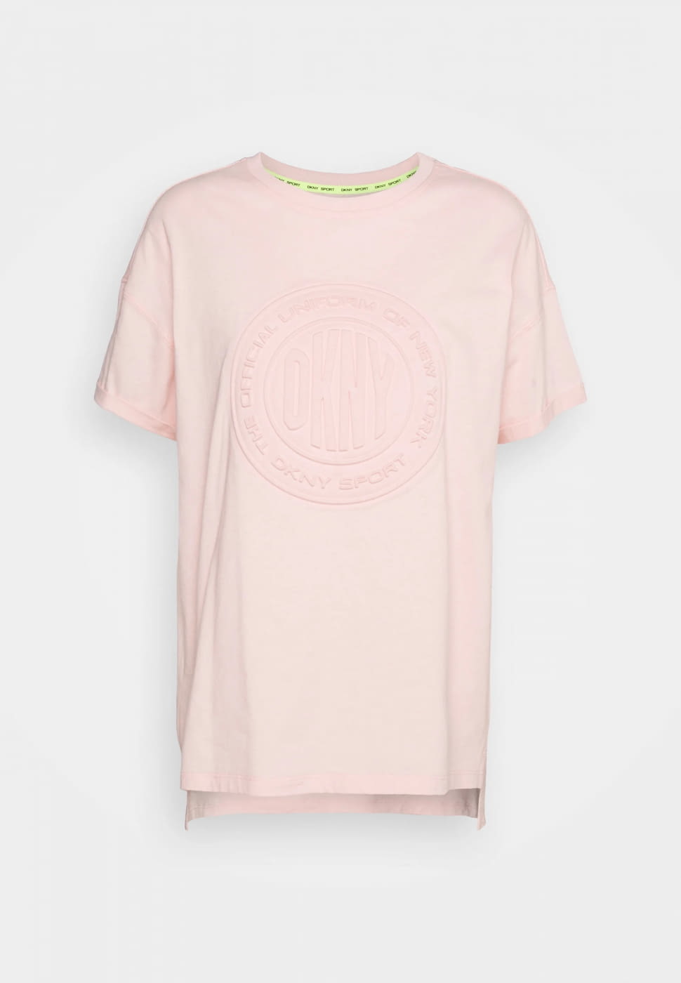 DKNY camiseta rosa con logo en relieve