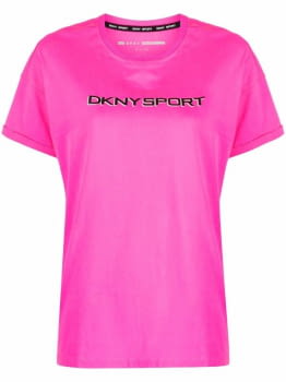 DKNY camiseta manga corta fúcsia con logo