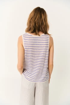 ECOALF camiseta tirantes con rayas blanco y azul  tinta - 2