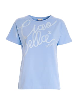 FRACOMINA camiseta azul manga corta con logo en  strass - 3