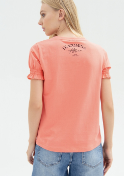 FRACOMINA camiseta manga corta frunzida coral - 2