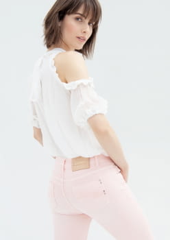 FRACOMINA pantalón color rosa palo con pedrería en los bajos - 2