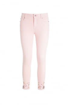 FRACOMINA pantalón color rosa palo con pedrería en los bajos - 4
