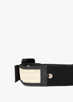 LOLA CASADEMUNT cinturón elástico rafia bicolor blanco y negro - 3