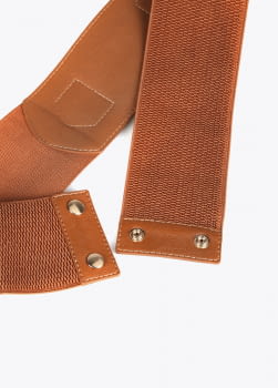 LOLA CASADEMUNT cinturón elástico marrón con  eslabones dorados - 3