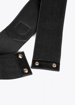 LOLA CASADEMUNT cinturón elástico negro con  eslabones dorados - 3