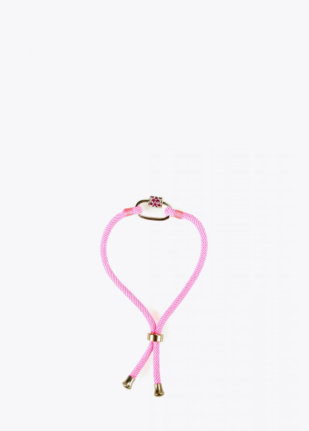 LOLA CASADEMUNT pulsera con cordón pieza dorada con piedra rosa