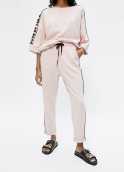 LOLA CASADEMUNT pantalón chandal rosa con logo lateral - 1