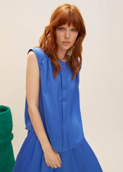 LOLA CASADEMUNT camisa sin mangas en azul tinta - 1