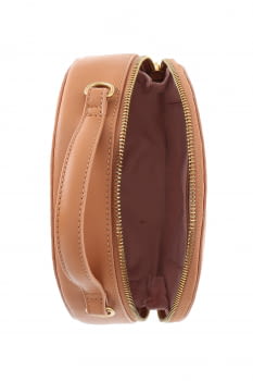 LIU·JO bolso lona color beige redondo con vivos  ecopiel coñac con logotipo - 5