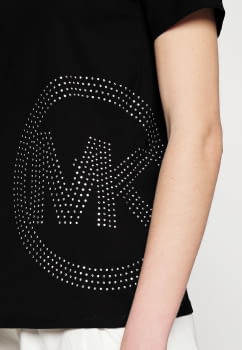 MICHAEL KORS camiseta negra manga corta con logo y strass lateral - 2
