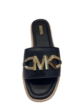MICHAEL KORS sandalia negra con suela de esparto y aplicaciones en oro - 2