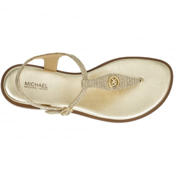 MICHAEL KORS sandalia plana oro con logotipo - 2