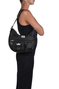 LOVE MOSCHINO bolso en nylon negro con bolsillos   en forma de góndola - 1