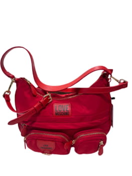 LOVE MOSCHINO bolso en nylon rojo con bolsillos   en forma de góndola