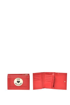 LOVE MOSCHINO cartera troquelada rojo con  chapa y logotipo