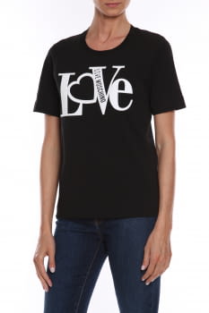 LOVE MOSCHINO camiseta negra manga corta  con logo en vinilo - 1