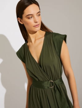 PENNYBLACK vestido verde caqui con escote cruzado - 2