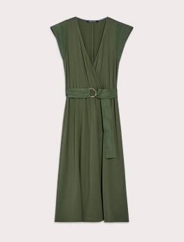 PENNYBLACK vestido verde caqui con escote cruzado - 4