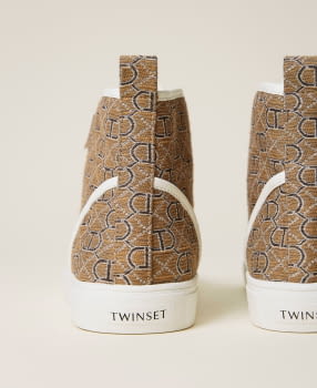 TWINSET sneaker en bota con logotipo color camel - 2