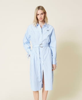 TWINSET vestido camisero en rayas azul y blanco - 1