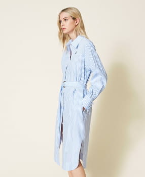 TWINSET vestido camisero en rayas azul y blanco - 2
