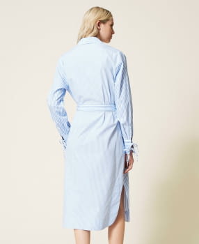 TWINSET vestido camisero en rayas azul y blanco - 3