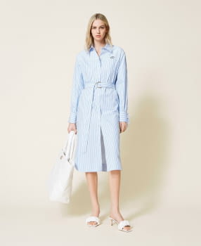 TWINSET vestido camisero en rayas azul y blanco - 5