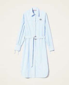 TWINSET vestido camisero en rayas azul y blanco - 6