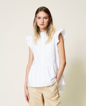 TWINSET camisa blanca sin mangas con volante - 1