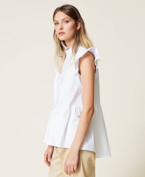 TWINSET camisa blanca sin mangas con volante - 3