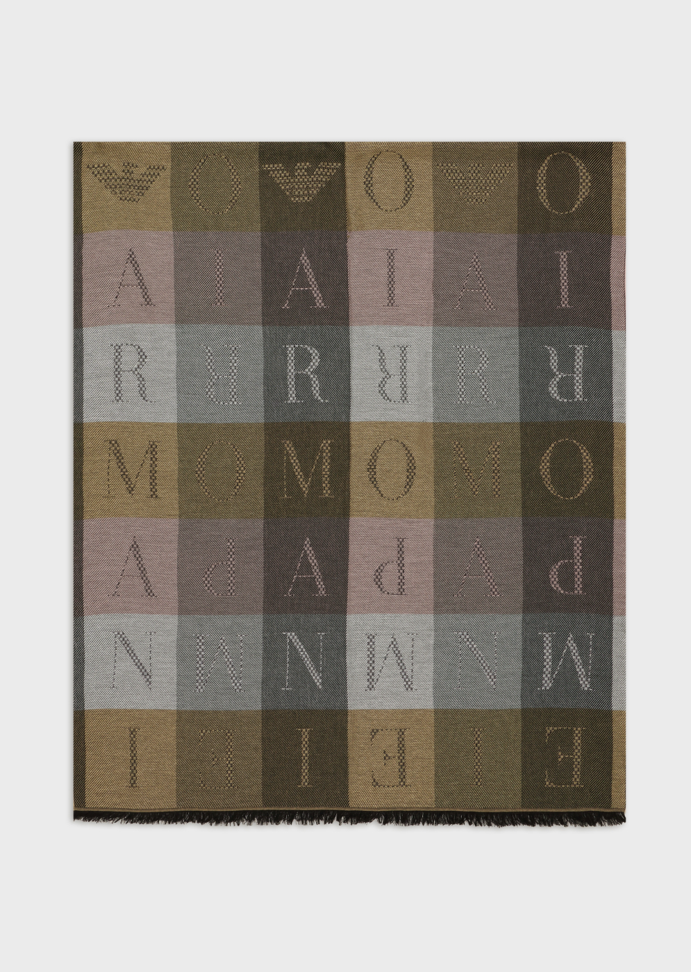 EMPORIO ARMANI foulard estampado en cuadros tricolor con logotipo