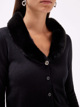BLUGIRL chaqueta corta color negro con pelo en el  cuello - 1